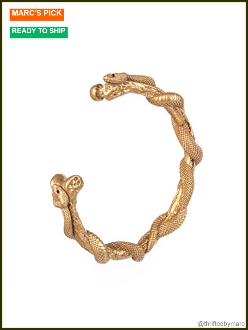 Double Snake Twisted Brass Open Cuff Bangle Bracelet Unisex Gift